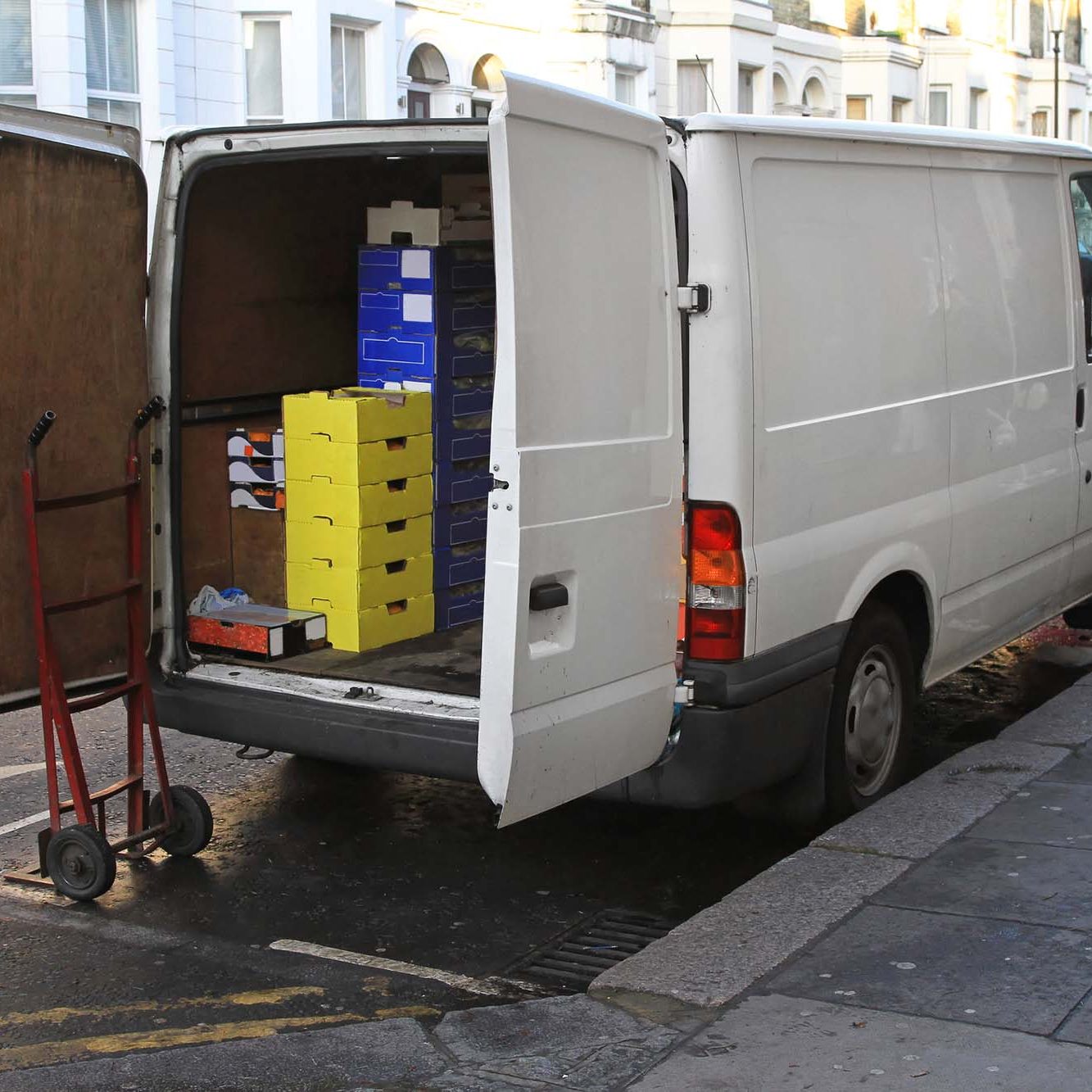 Van White delivery van at London street